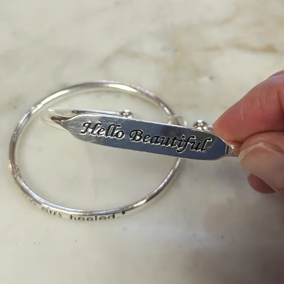 Silver Inspirational Bangle Bracelets - Picture 7 of 9